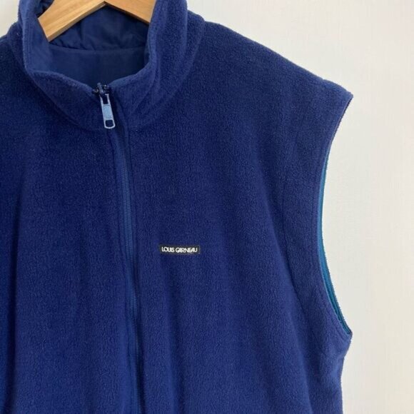 Vintage Louis Garneau Fleece Lined Nylon Blue Vest Jacket Zipper Hiking Biking M - Picture 9 of 15